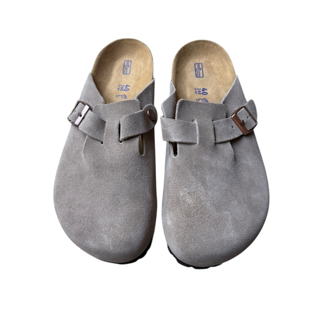 Like New! Gray Birkenstock Boston Suede Clogs Size 40